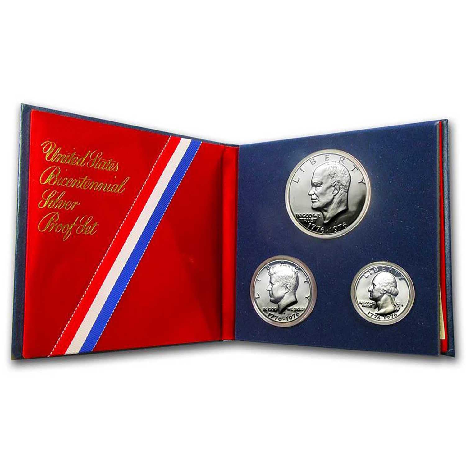 1976 S U.S. Mint 3-Coin Bicentennial 40% Silver Proof Set Proof at